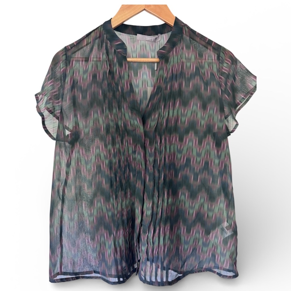 Jake’s Sheer Printed Blouse – Size 36 (S), New with Tags